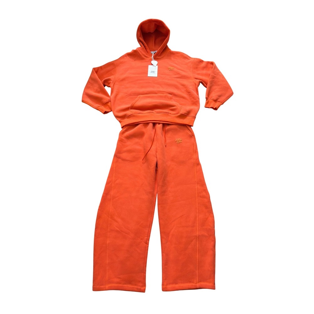 Aelfric Eden Orange Hoodie and Wide Leg Sweatpants Set Womens Medium NWT